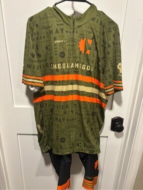 Craft Men's Olive Green & Orange Chequamegon Cycling Jersey